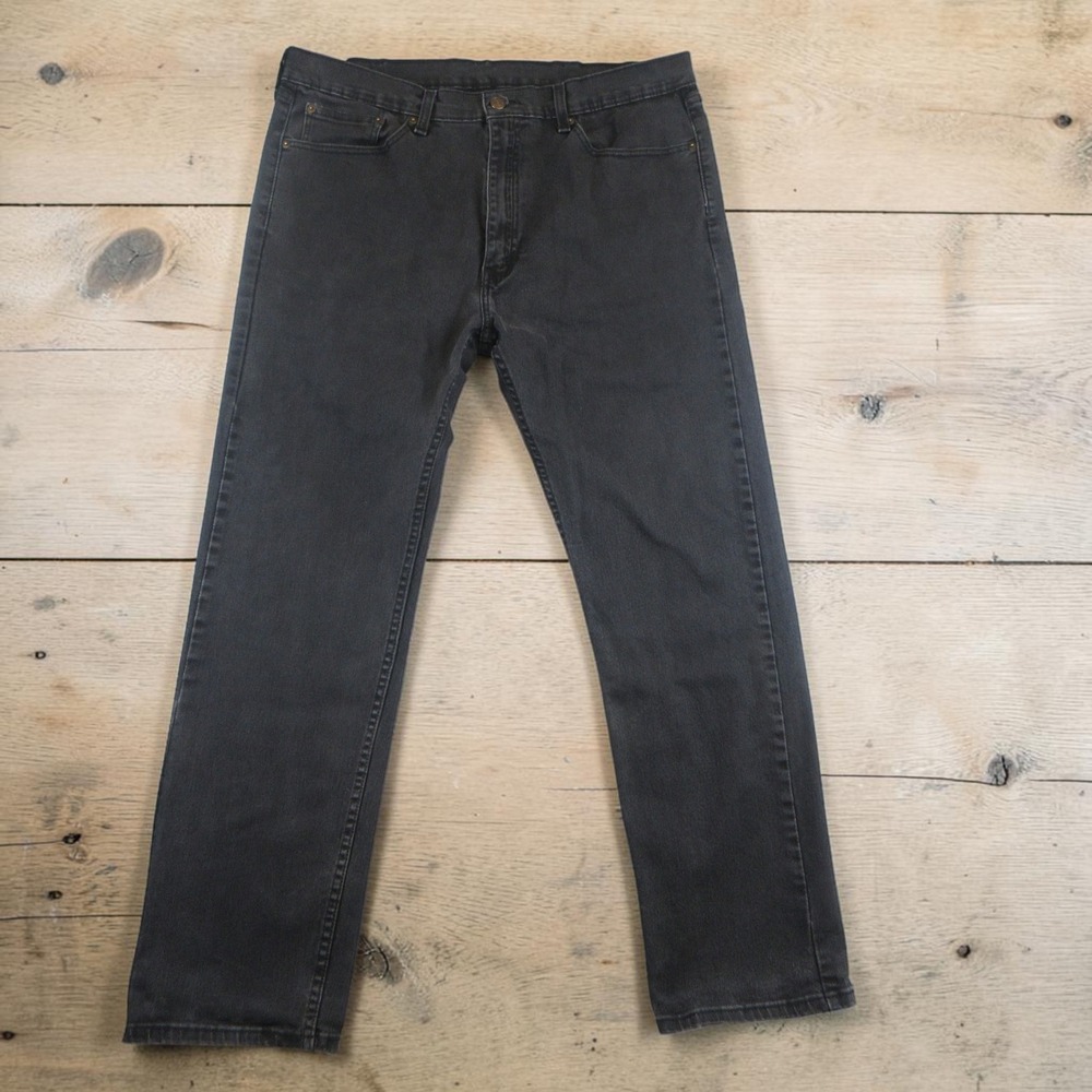 Levi's 505 Jeans Mens 38x32 (Actual 38x30) Black Straight Leg Regular Stretch